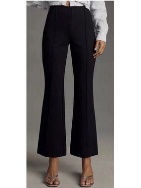 Anthropologie Maeve Margot Kick-Flare Cropped Pants Black High Rise Pull-On